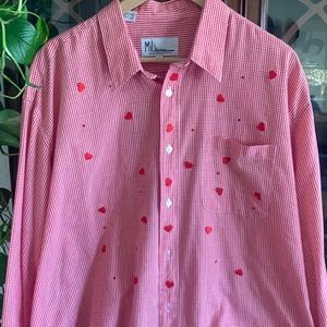 Mili desigus red hearts valentines check shirt